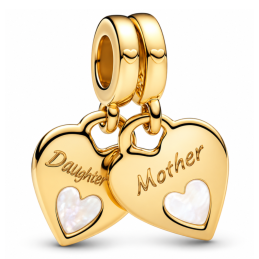 Lot de 2 Charms coeur mère fille doré pour bracelet