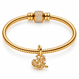 Charm arbre de vie strass blanc doré pour bracelet