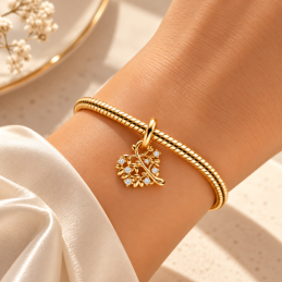 Charm arbre de vie strass blanc doré pour bracelet