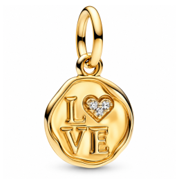 Charm rond love coeur strass blanc doré pour bracelet