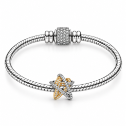 Charm étoile enlacé strass doré pour bracelet