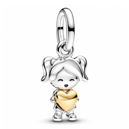 Charm famille fille amour coeur doré pour bracelet