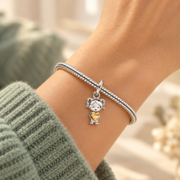 Charm famille fille amour coeur doré pour bracelet