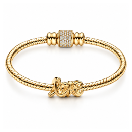 Charm lettre love amour coeur doré pour bracelet