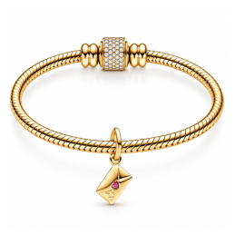 Charm lettre amour strass coeur rose doré pour bracelet