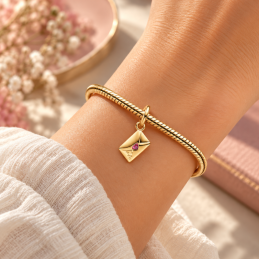 Charm lettre amour strass coeur rose doré pour bracelet