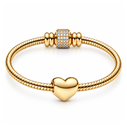 Charm coeur lisse "be love" doré pour bracelet