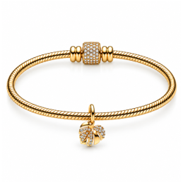 Charm feuille exotique monstera strass doré pour bracelet