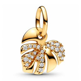 Charm feuille exotique monstera strass doré pour bracelet