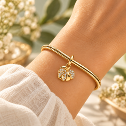 Charm feuille exotique monstera strass doré pour bracelet