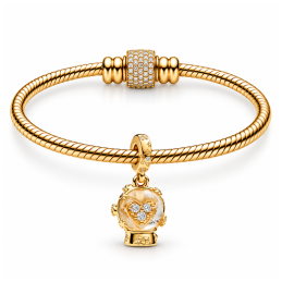 Charm bijoux pour bracelet doré boule à neige flocon coeur