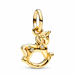Charm cheval à bascule strass doré pour bracelet