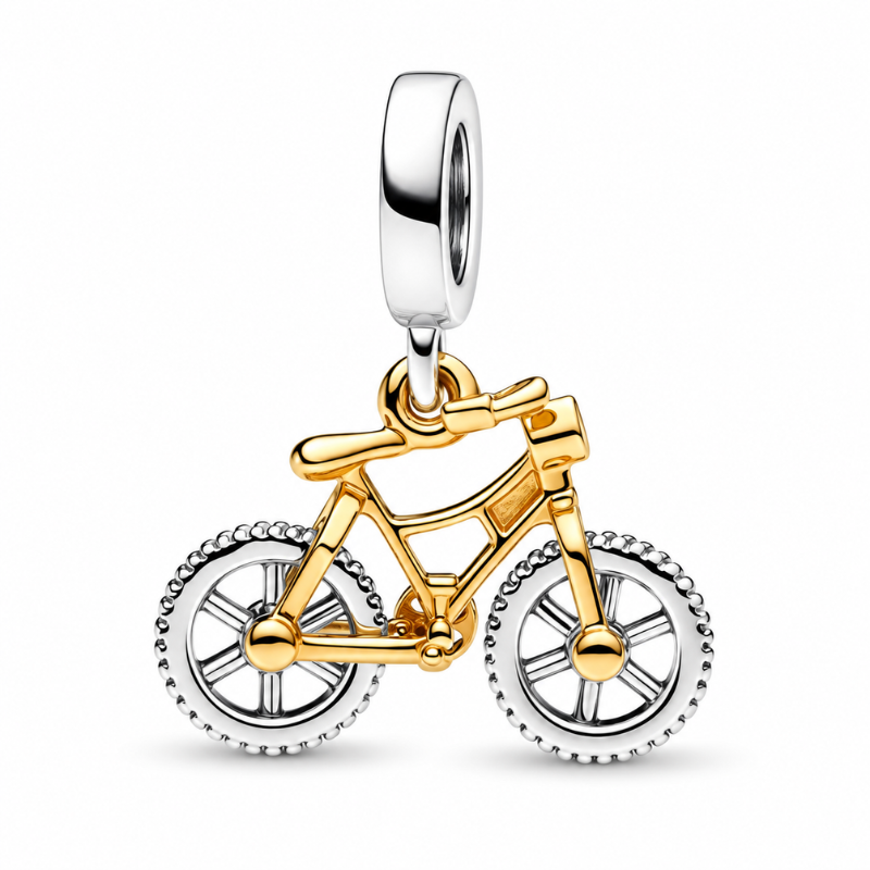 Charm vélo sport course tour de france bicolore doré pour bracelet