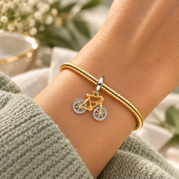 Charm vélo sport course tour de france bicolore doré pour bracelet