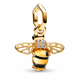 Charm abeille brillante strass blanc doré pour bracelet
