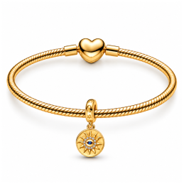 Charm rond soleil coeur oeil doré pour bracelet