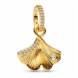 Charm feuille ginko biloba strass doré pour bracelet