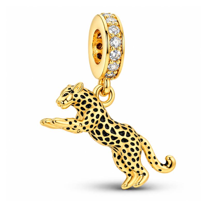 Charm panthère strass blanc doré pour bracelet