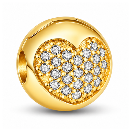 Charm séparateur espaceur clips boule doré coeur strass pour bracelet