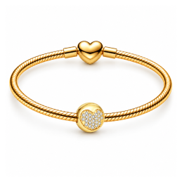 Charm séparateur espaceur clips boule doré coeur strass pour bracelet