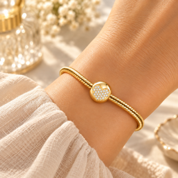 Charm séparateur espaceur clips boule doré coeur strass pour bracelet