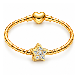 Charm étoile strass diamant doré pour bracelet