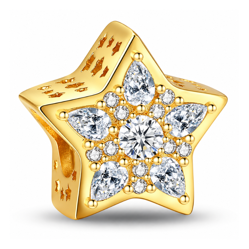 Charm étoile strass diamant doré pour bracelet
