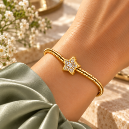 Charm étoile strass diamant doré pour bracelet