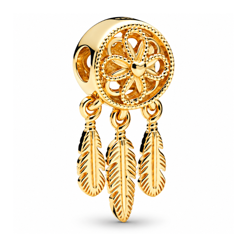 Charm attrape rêve doré plume pour bracelet