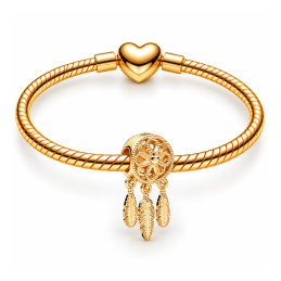 Charm attrape rêve doré plume pour bracelet