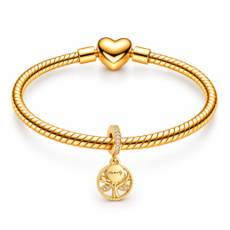 Charm cadeau famille arbre de vie doré pour bracelet