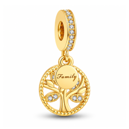 Charm cadeau famille arbre de vie doré pour bracelet