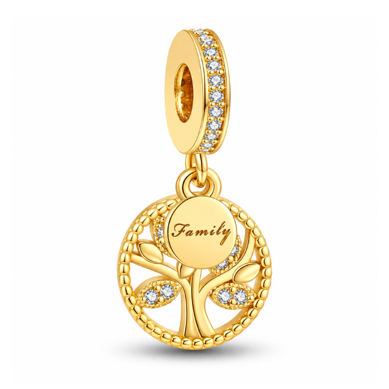 Charm cadeau famille arbre de vie doré pour bracelet