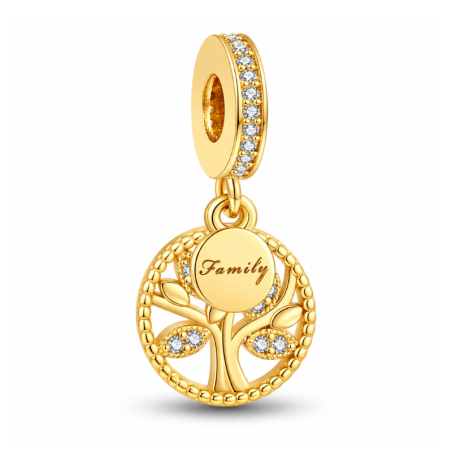 Charm cadeau famille arbre de vie doré pour bracelet