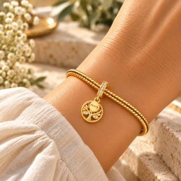 Charm cadeau famille arbre de vie doré pour bracelet