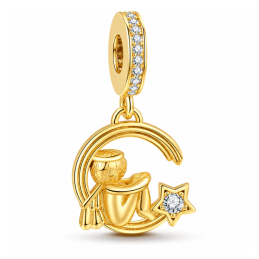 Charm ange assis sur étoile filante doré pour bracelet