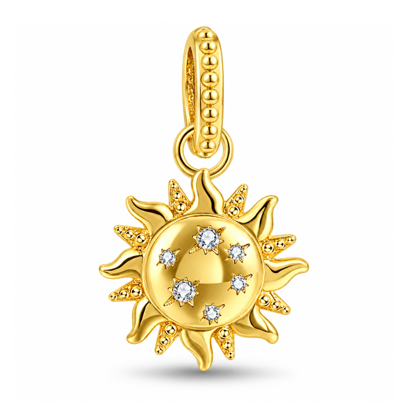Charm soleil strass diamant doré pour bracelet