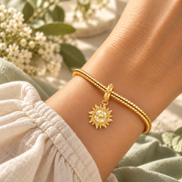 Charm soleil strass diamant doré pour bracelet