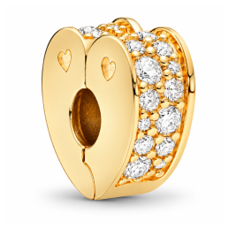 Charm séparateur pour bracelet coeur doré strass diamant blanc