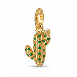 Charm cactus doré pierre verte pour bracelet