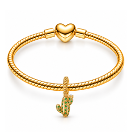 Charm cactus doré pierre verte pour bracelet