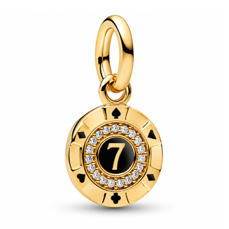 Charm Jeton poker jeu numéro 7 doré pour bracelet