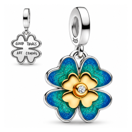 Charm trefle chance avenir vert doré pour bracelet