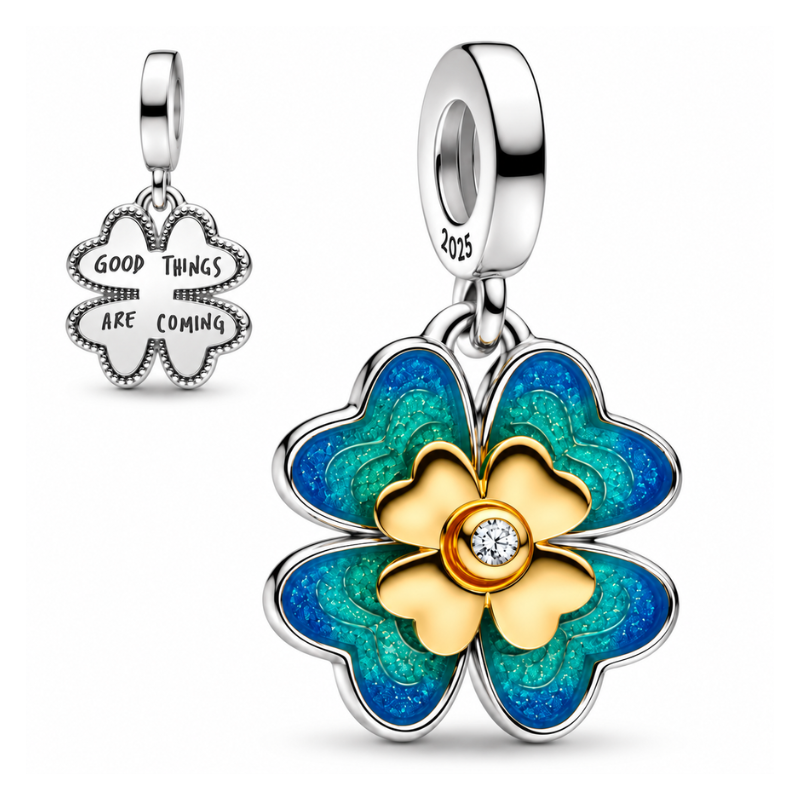 Charm trefle chance avenir vert doré pour bracelet