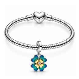 Charm trefle chance avenir vert doré pour bracelet