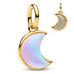 Charm lune doré pierre effet nacré pour bracelet