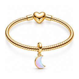 Charm lune doré pierre effet nacré pour bracelet