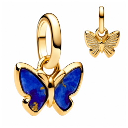 Charm papillon bleu simple doré pour bracelet