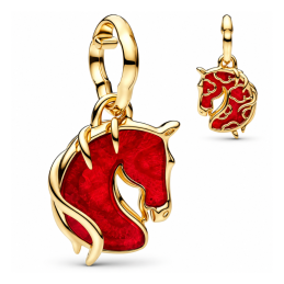 Charm cheval doré pierre rouge bridgerton pour bracelet