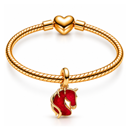 Charm cheval doré pierre rouge bridgerton pour bracelet